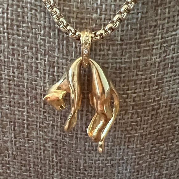 Gold Plated Antique Panther Charm and Diamond Bale - Picture 4 of 16